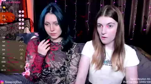 Snapshot of sleepingduo chatting on October 2025 12:27:01 PM Hi We are Iva and Angela Nice to meet u 3 online show from October 2025 12:27:01 PM