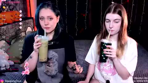 Snapshot of sleepingduo chatting on October 2025 11:36:02 AM Hi We are Iva and Angela Nice to meet u 3 online show from October 2025 11:36:02 AM